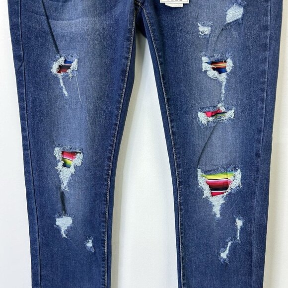 NEW Judy Blue Skinny Fit Jeans Womens Size 29 Mid Rise Patchwork - Picture 5 of 11